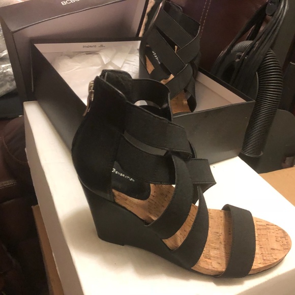 BCBG Black Wedge Sandals - Picture 5 of 5